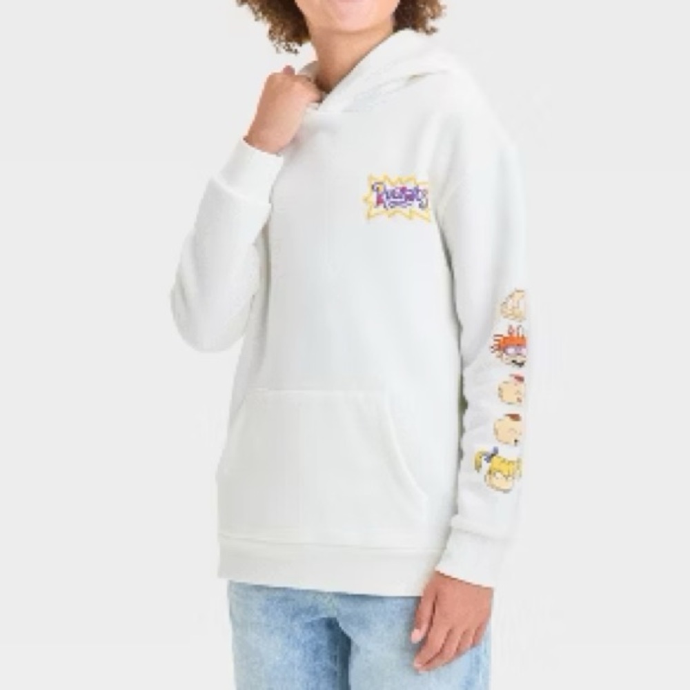Art Class Boys' Rugrats Graphic Pullover Hooded Sweatshirt - White M